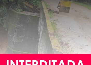 Ponte sobre o Ribeirão Pirapetinga é interditada