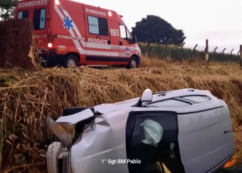 Motorista perde o controle e capota carro na avenida Hitalo Ross