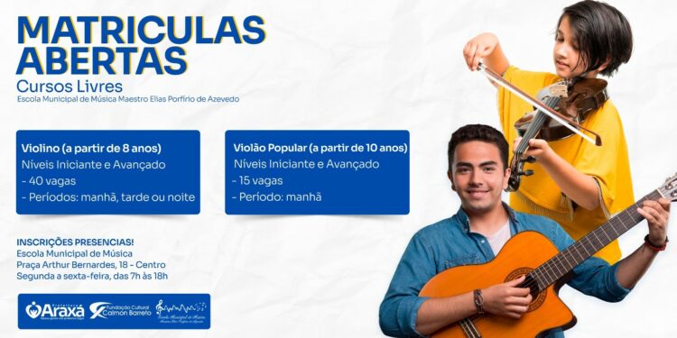 Escola Municipal de Música abre 55 vagas para cursos livres gratuitos de violino e violão