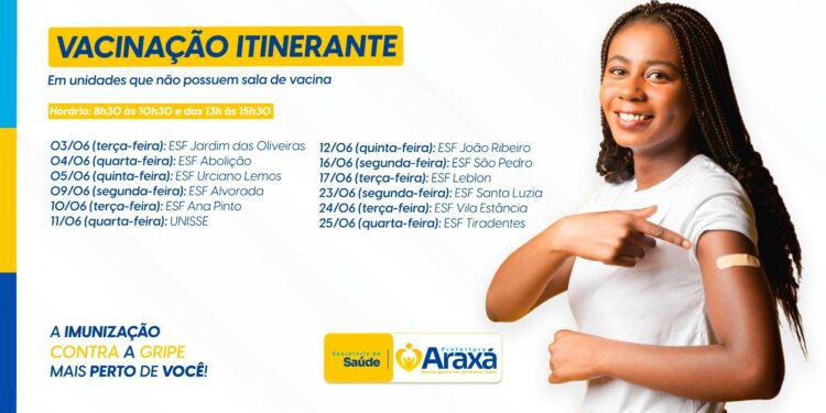 Vacinação itinerante leva imunização contra a gripe a unidades sem sala de vacina em Araxá