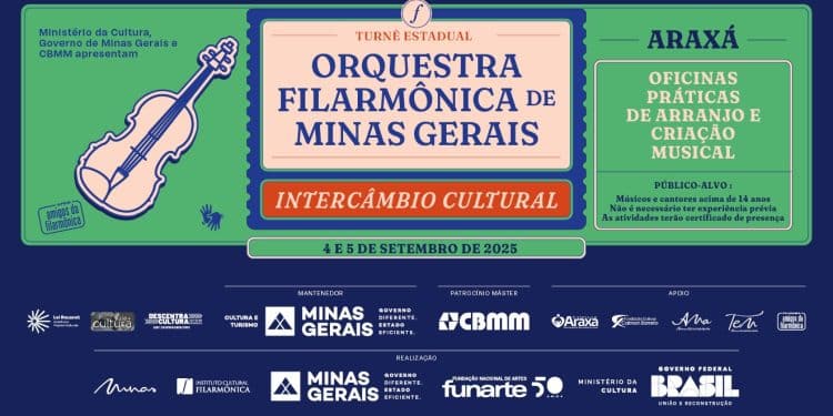 Intercâmbio Cultural da Filarmônica de Minas Gerais chega a Araxá com três dias de oficinas
