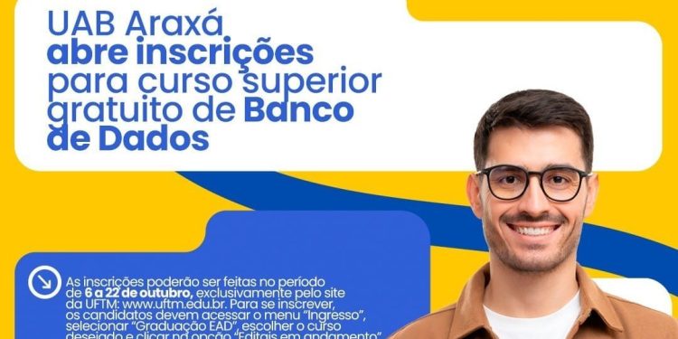 UAB Araxá abre inscrições para curso superior gratuito de Banco de Dados 