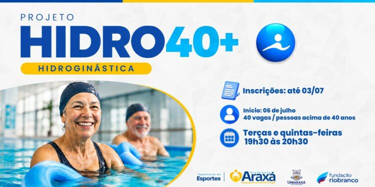 Prefeitura de Araxá abre inscrições para aulas gratuitas de hidroginástica para pessoas com mais de 40 anos