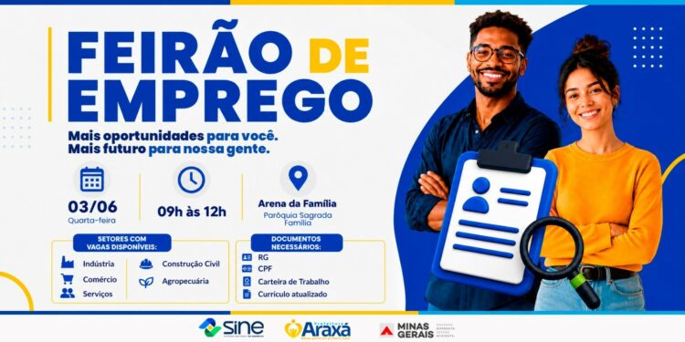 Feirão do Emprego oferece cerca de 600 vagas nesta quarta-feira (03) em Araxá