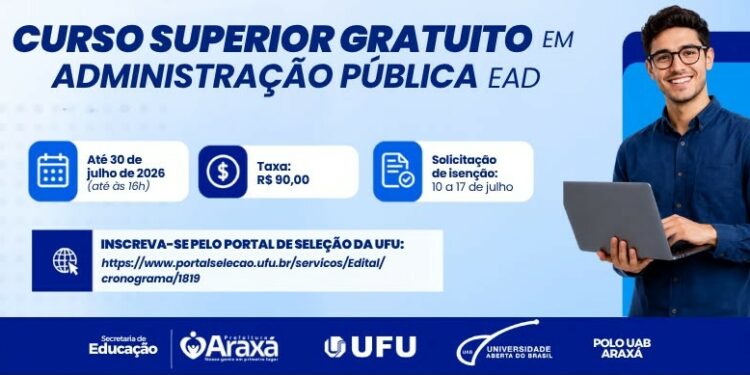 Últimos dias para se inscrever em curso gratuito de Administração Pública da UAB Araxá
