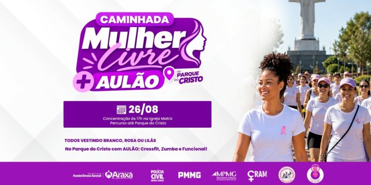 Caminhada Mulher Livre ocupa as ruas de Araxá nesta quarta (26) pela igualdade e pelo fim da violência
