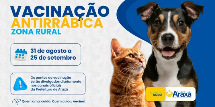 Prefeitura de Araxá inicia vacinação antirrábica na zona rural no dia 31 de agosto