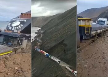Deslizamento de Terra do sul do Peru soterra caminhões e bloqueia rodovia