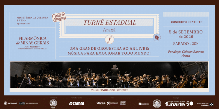 Com apoio da Prefeitura de Araxá, Orquestra Filarmônica de Minas Gerais se apresenta na Fundação Cultural Calmon Barreto neste sábado (5)